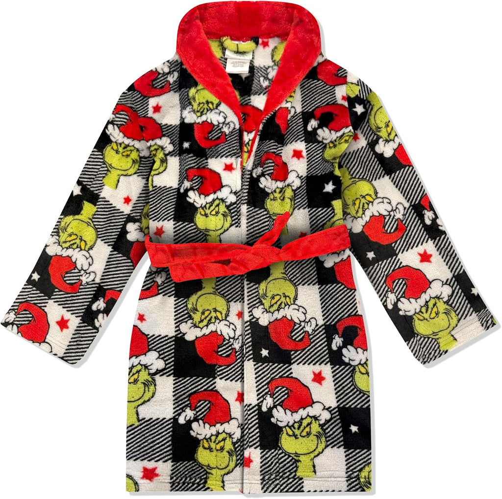 the Grinch Fleece Kids Robe - Super Soft Plush Bathrobe for Boys & Girls, Perfect for Toddlers & Kids - Sizes 3T-10