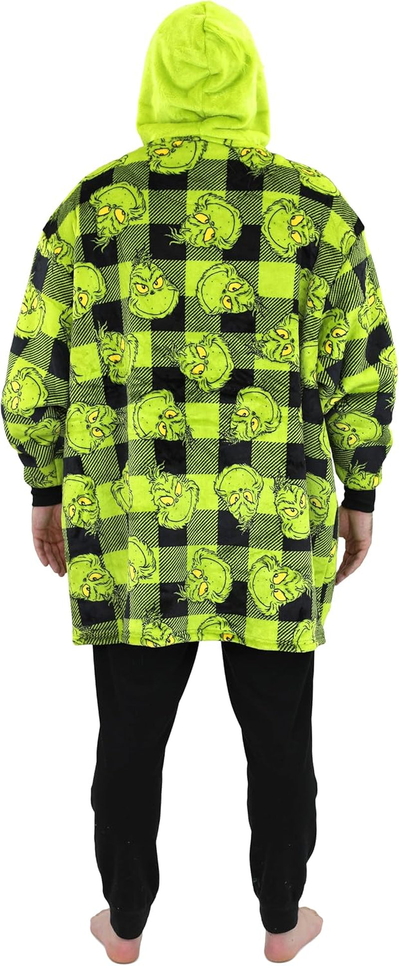 Oversized Grinch Hoodie for Men & Women, Plush Fleece Grinch Wearable Blanket Hoodie for Adults, One Size Fits Most