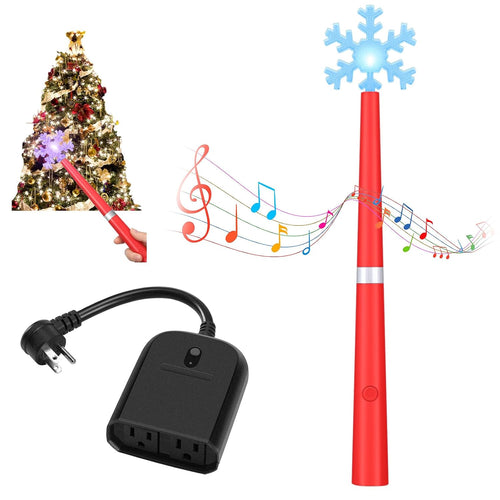 Christmas Wand Wireless Remote Switch Controller, Two 3-Pin Plugs, Red