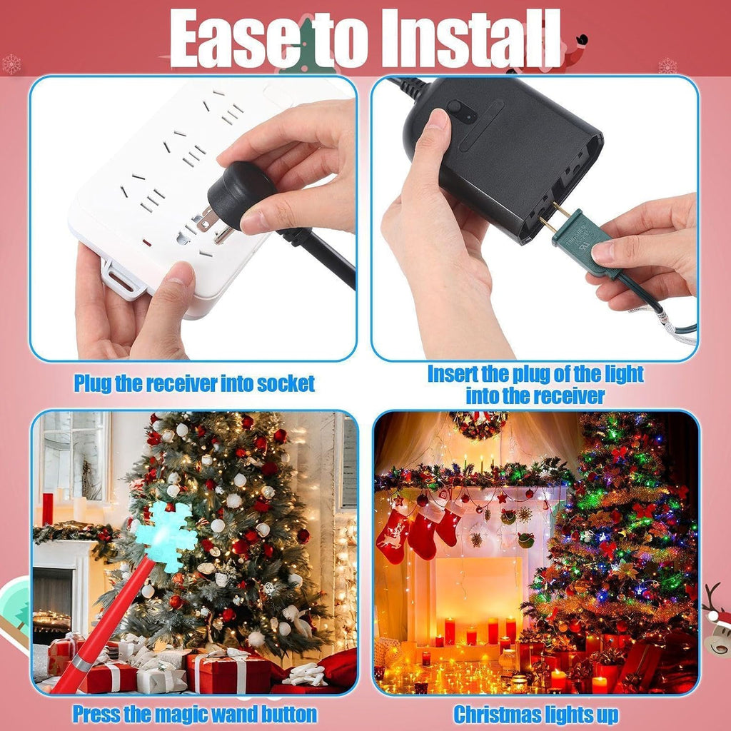 Christmas Wand Wireless Remote Switch Controller, Two 3-Pin Plugs, Red