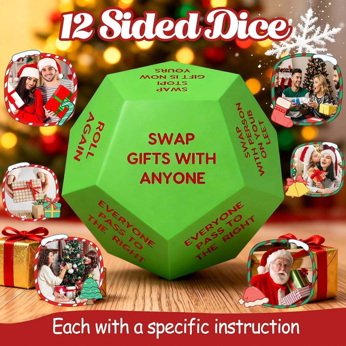 Santa Swap Gift Exchange Dice, 3 * 3In Exchange Christmas Stocking Stuffers