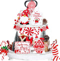12 Pcs Christmas Candy Cane Tiered Tray Decor Red White