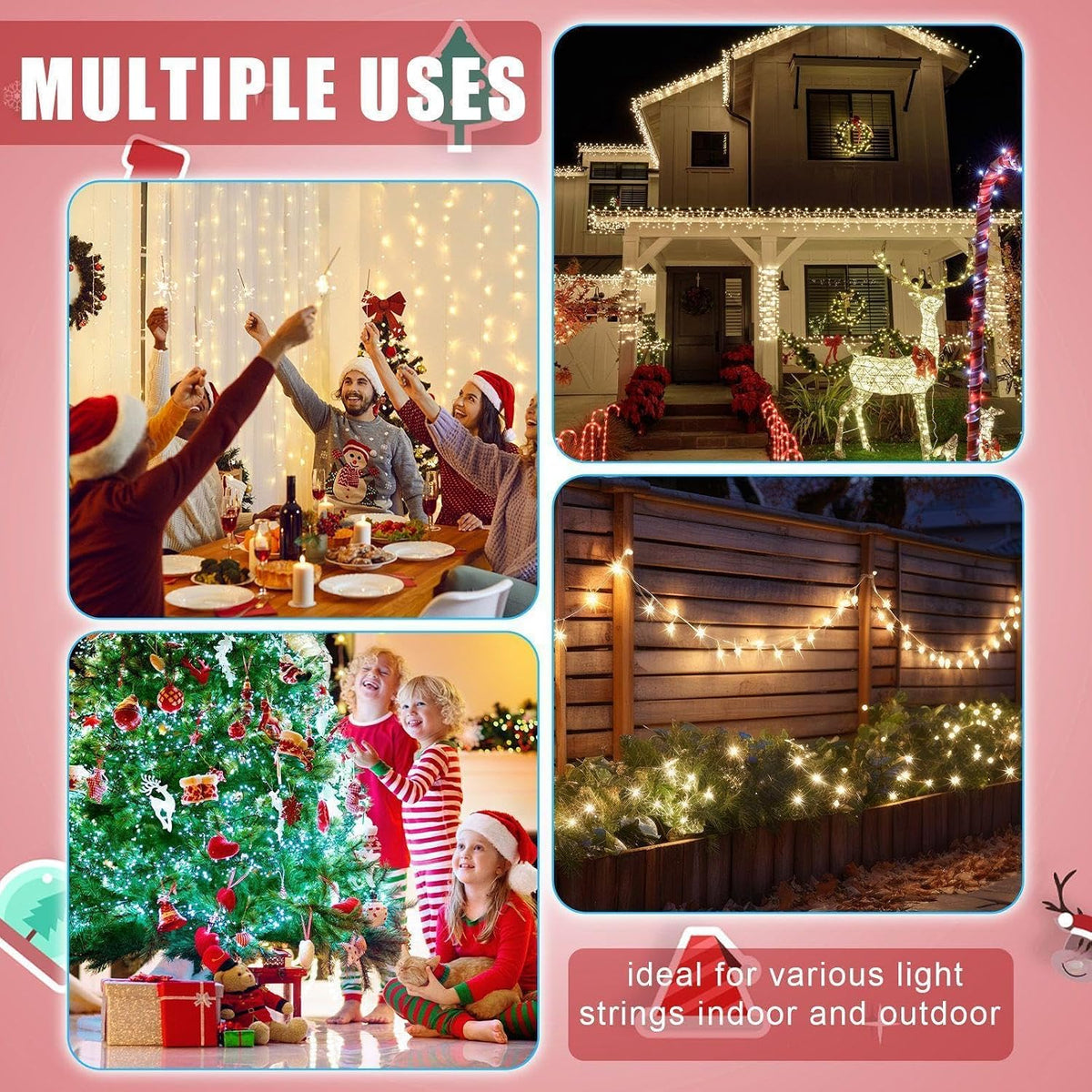 Christmas Wand Wireless Remote Switch Controller, Two 3-Pin Plugs, Red