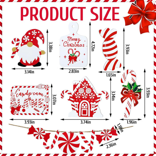 12 Pcs Christmas Candy Cane Tiered Tray Decor Red White